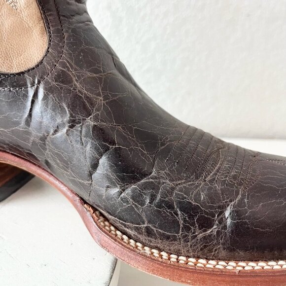 Rod Patrick Mens Cowboy Boots 10AA Antique Mocha Bison Brown Western Blunt Toe - Picture 8 of 11